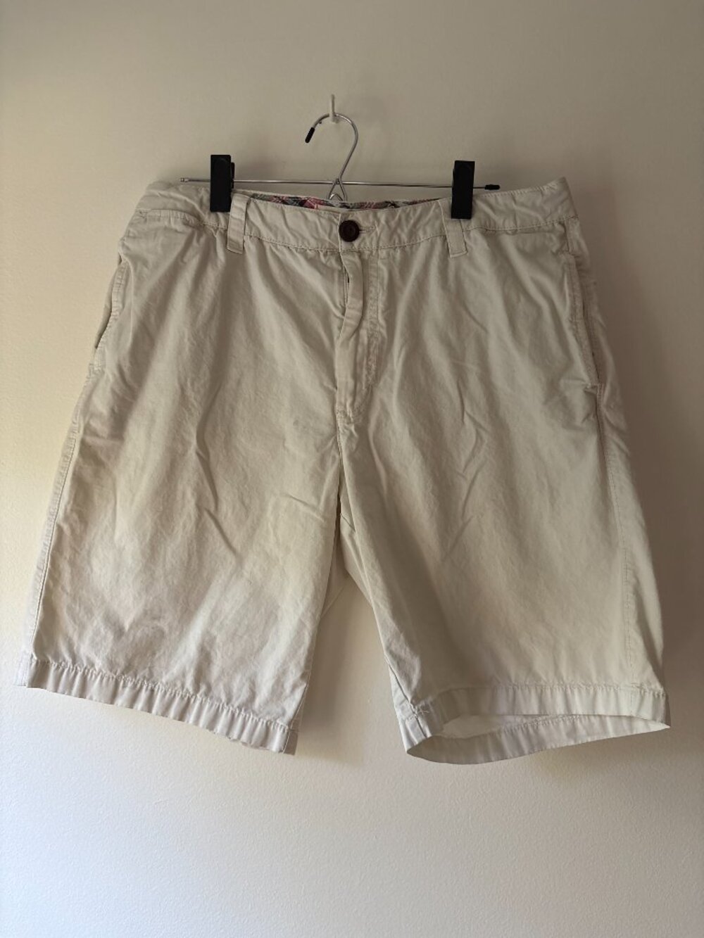 Tailor Vintage Chino Shorts ⚓️ Off White Cream Plaid Waistband Mens Sz 36 Shorts